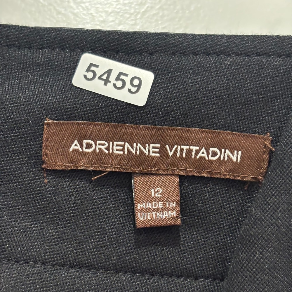 Adrienne Vittadini Black Ponte Pencil Skirt Faux Leather Trim Size 12 - Picture 2 of 6